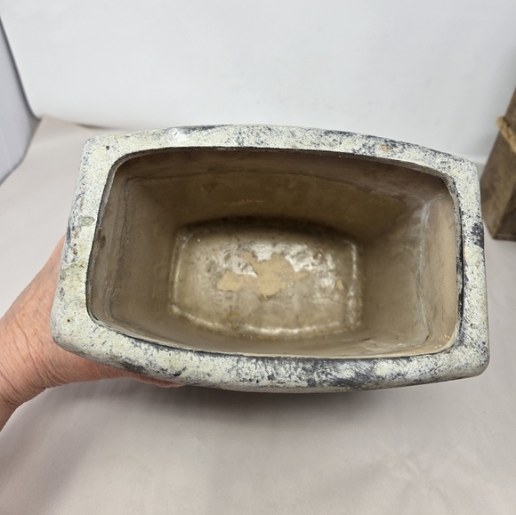 Turquoise Orchid rectangle Vase Distressed Patina Look Cottage Core Farmhouse - Picture 5 of 9